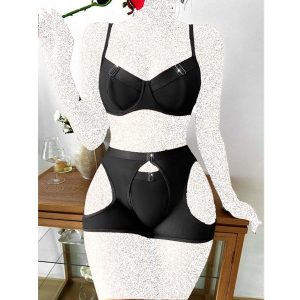 ست فانتزی فنردار  سه تیکه  کد:1048 برند paren  پارن رنگ: مشکی⚫️ سایز:L,XL کیفیت عالی