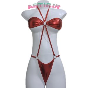 سرهمی فانتزی شورت سوتین Anahel 1 تکه رنگ مشکی و قرمز سایز: Free(38-44) کد: 7020