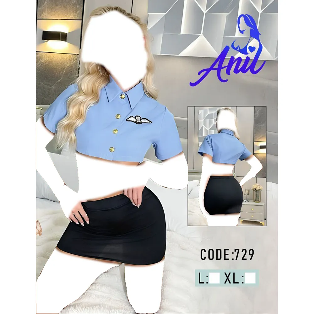 کاستوم مهمانداری زنانه با نیمتنه و دامن کوتاه