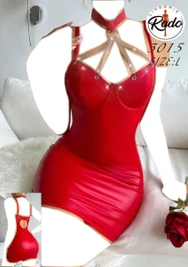 کاستوم پیراهنی چرم زنانه فنردار | وارداتی RADO