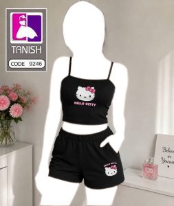 ست تاپ و شورتک جیبدار زنانه طرح کیتی | برند تانیش